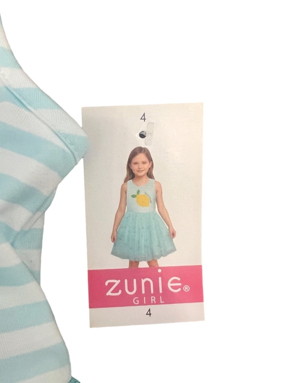 Zunie Lemon Tulle Dress Size 4T Toddler Girls Blue Striped Party Dress NWT - Picture 6 of 7